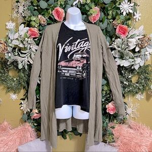 Rue21 Sage Green Waffle Knit Long Kimono